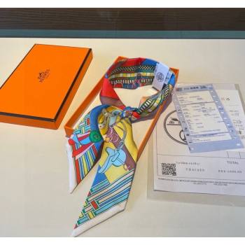 Hermes Silk Bandeau Scarf 5x86cm White 2024 0304 (XMN-240304045)