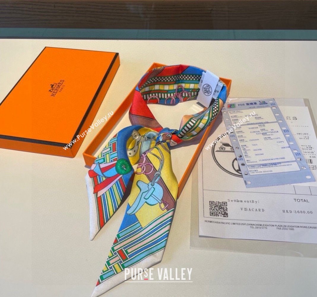 Hermes Silk Bandeau Scarf 5x86cm White 2024 0304 (XMN-240304045)