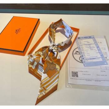 Hermes Silk Bandeau Scarf 5x86cm Brown 2024 0304 (XMN-240304046)
