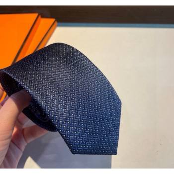 Hermes H Striped Silk Tie Blue 2024 030401 (XMN-240304115)