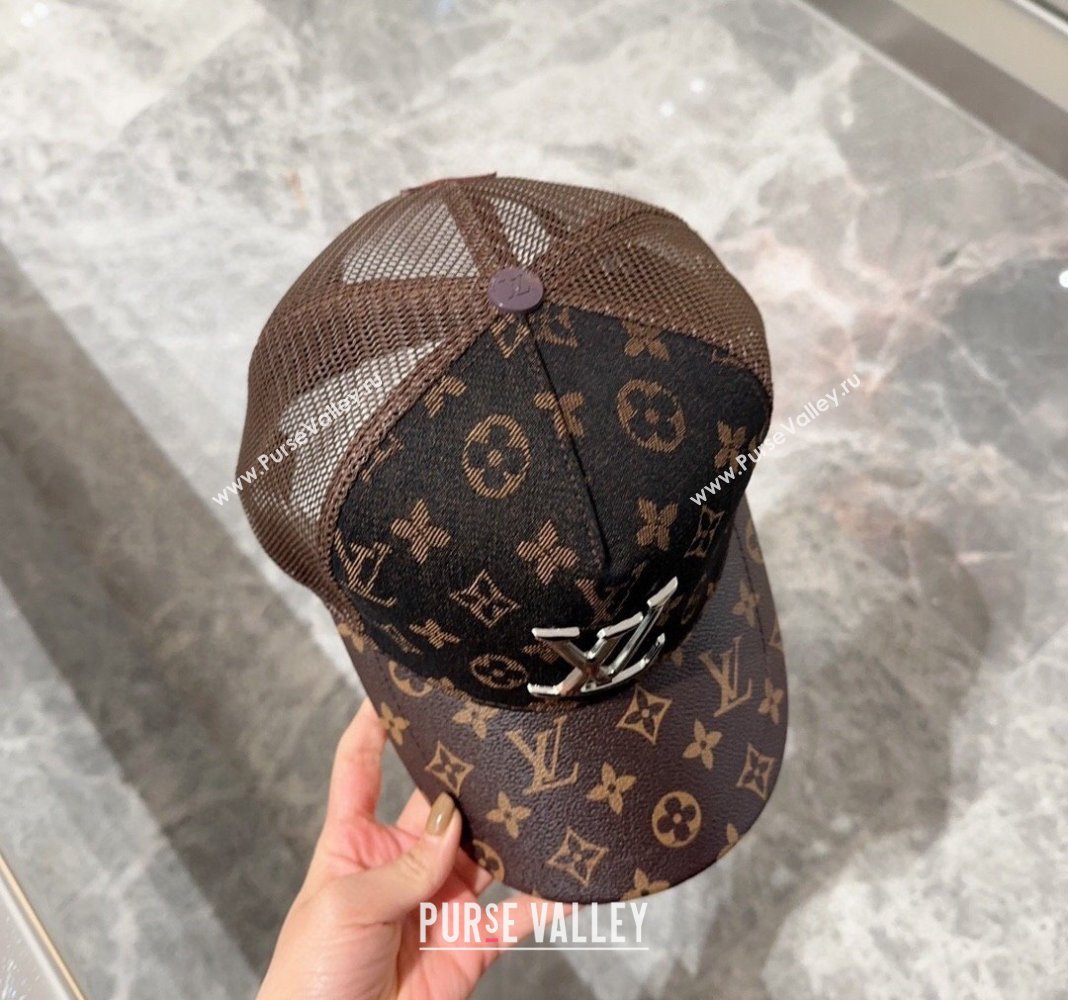 Louis Vuitton Monogram and Mesh Baseball hat Brown 2024 0301 (XMN-240301095)