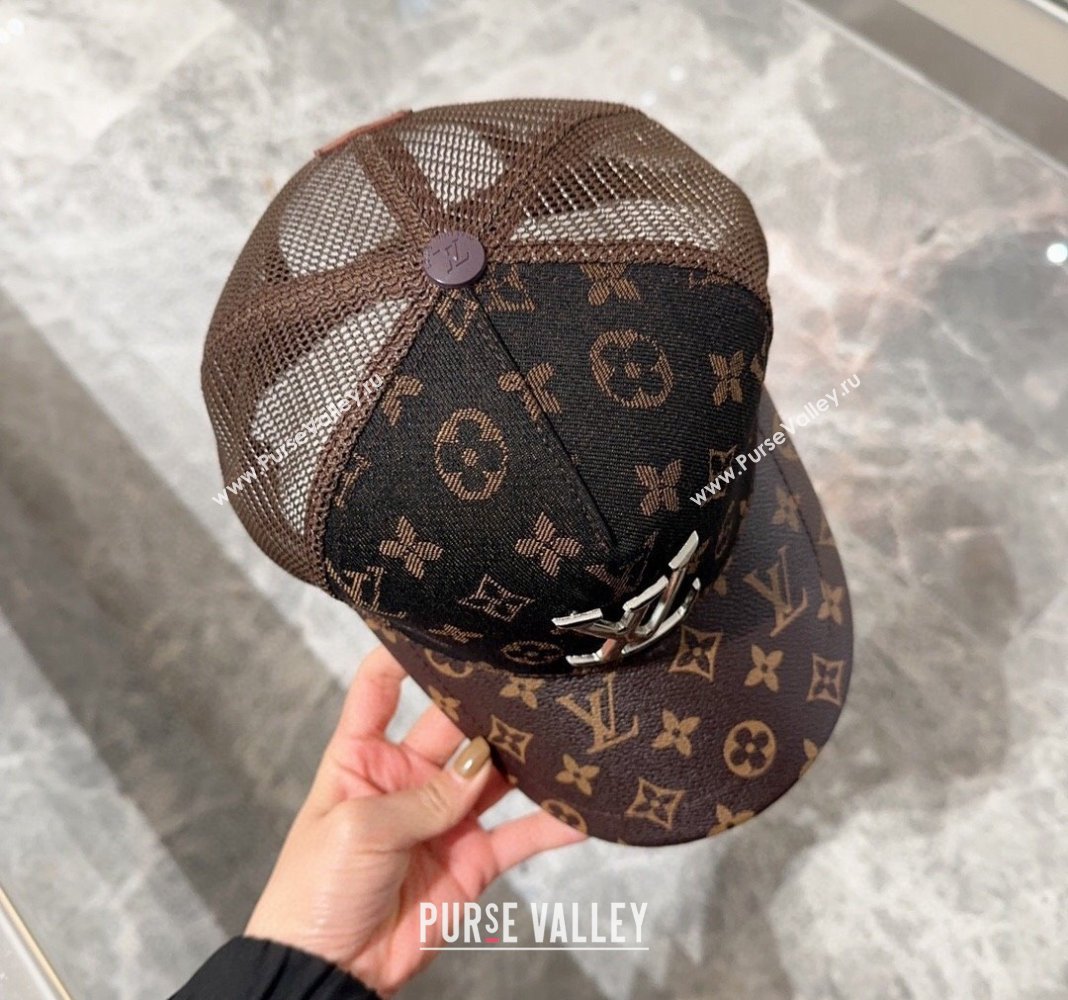 Louis Vuitton Monogram and Mesh Baseball hat Brown 2024 0301 (XMN-240301095)