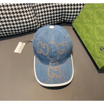 Gucci Jumbo GG Denim Baseball hat Light Blue 2024 0301 (XMN-240301101)