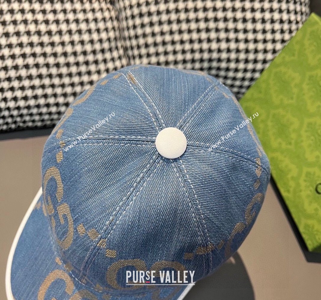 Gucci Jumbo GG Denim Baseball hat Light Blue 2024 0301 (XMN-240301101)