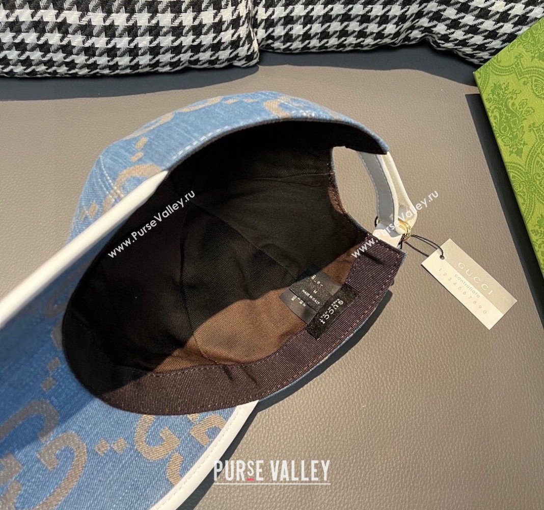 Gucci Jumbo GG Denim Baseball hat Light Blue 2024 0301 (XMN-240301101)