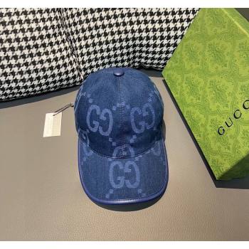 Gucci Jumbo GG Denim Baseball hat Navy Blue 2024 0301 (XMN-240301102)