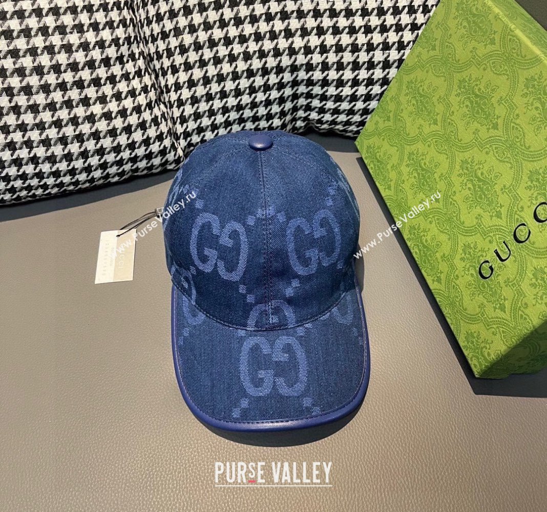 Gucci Jumbo GG Denim Baseball hat Navy Blue 2024 0301 (XMN-240301102)
