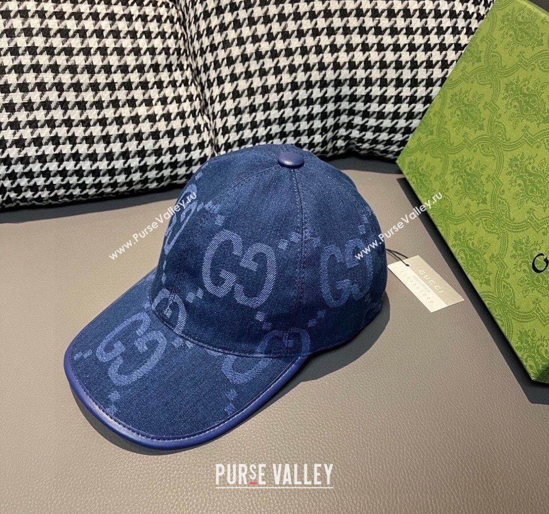 Gucci Jumbo GG Denim Baseball hat Navy Blue 2024 0301 (XMN-240301102)