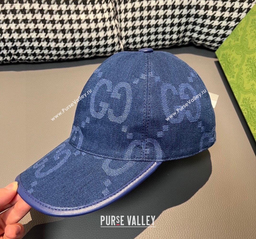 Gucci Jumbo GG Denim Baseball hat Navy Blue 2024 0301 (XMN-240301102)