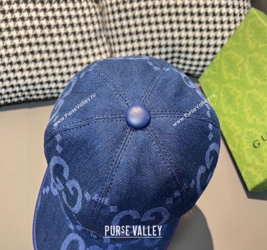 Gucci Jumbo GG Denim Baseball hat Navy Blue 2024 0301 (XMN-240301102)