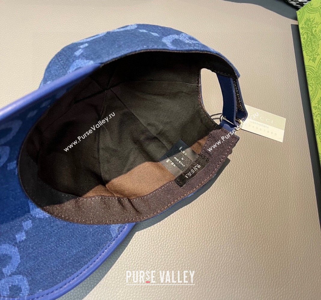 Gucci Jumbo GG Denim Baseball hat Navy Blue 2024 0301 (XMN-240301102)