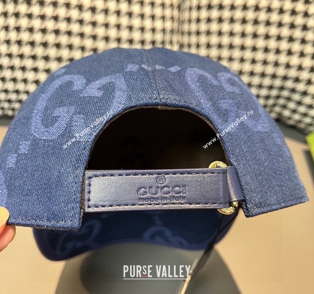 Gucci Jumbo GG Denim Baseball hat Navy Blue 2024 0301 (XMN-240301102)
