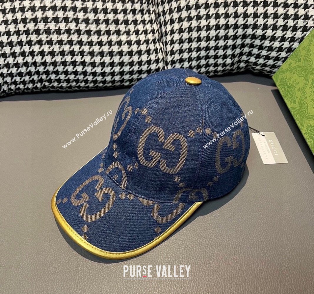 Gucci Jumbo GG Denim Baseball hat Dark Blue 2024 0301 (XMN-240301103)