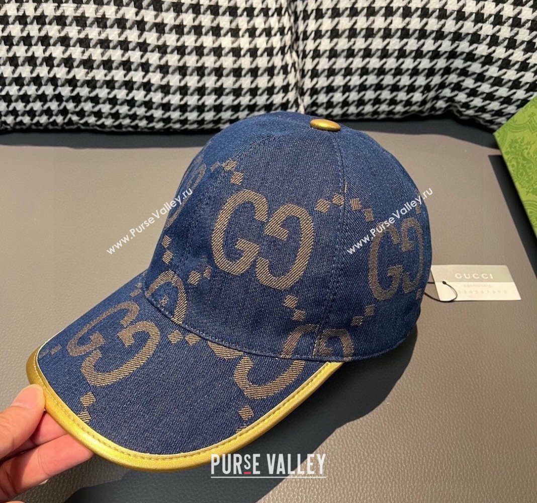 Gucci Jumbo GG Denim Baseball hat Dark Blue 2024 0301 (XMN-240301103)