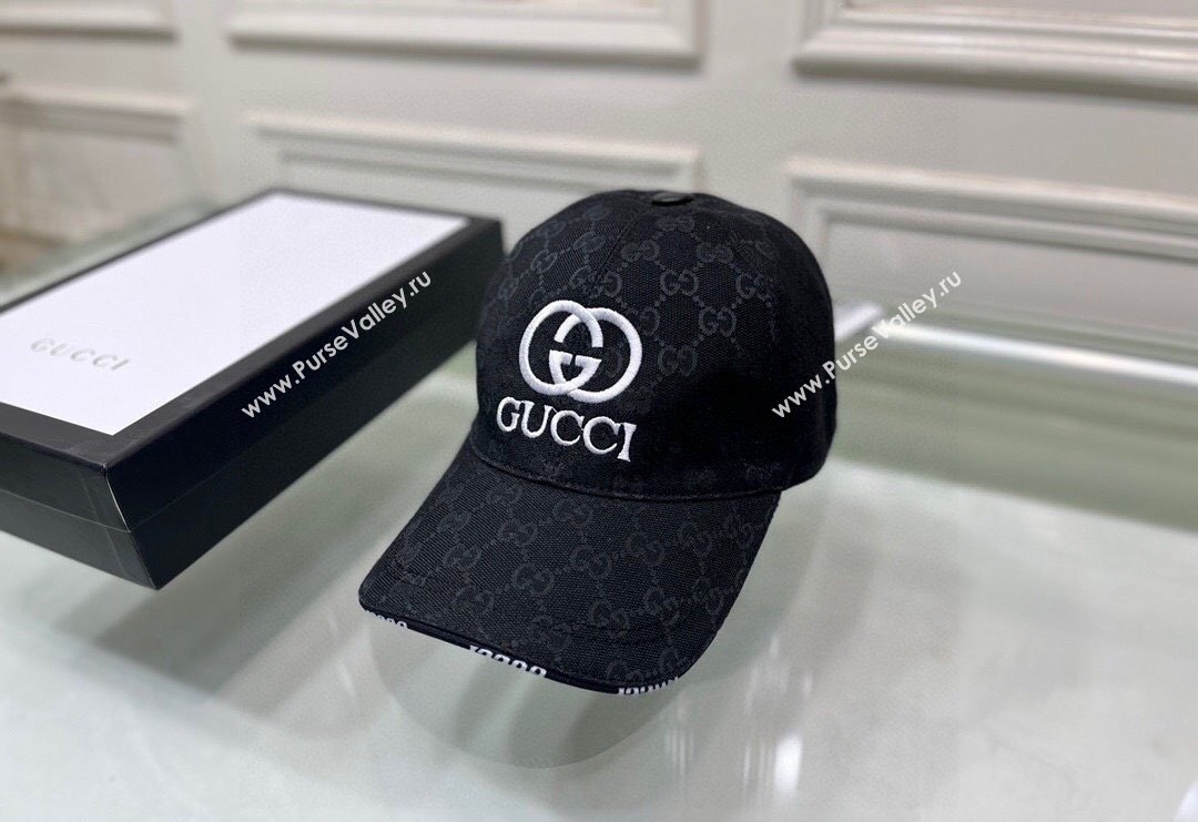 Gucci GG Canvas Baseball hat with Interlocking G Black 2024 0301 (XMN-240301109)