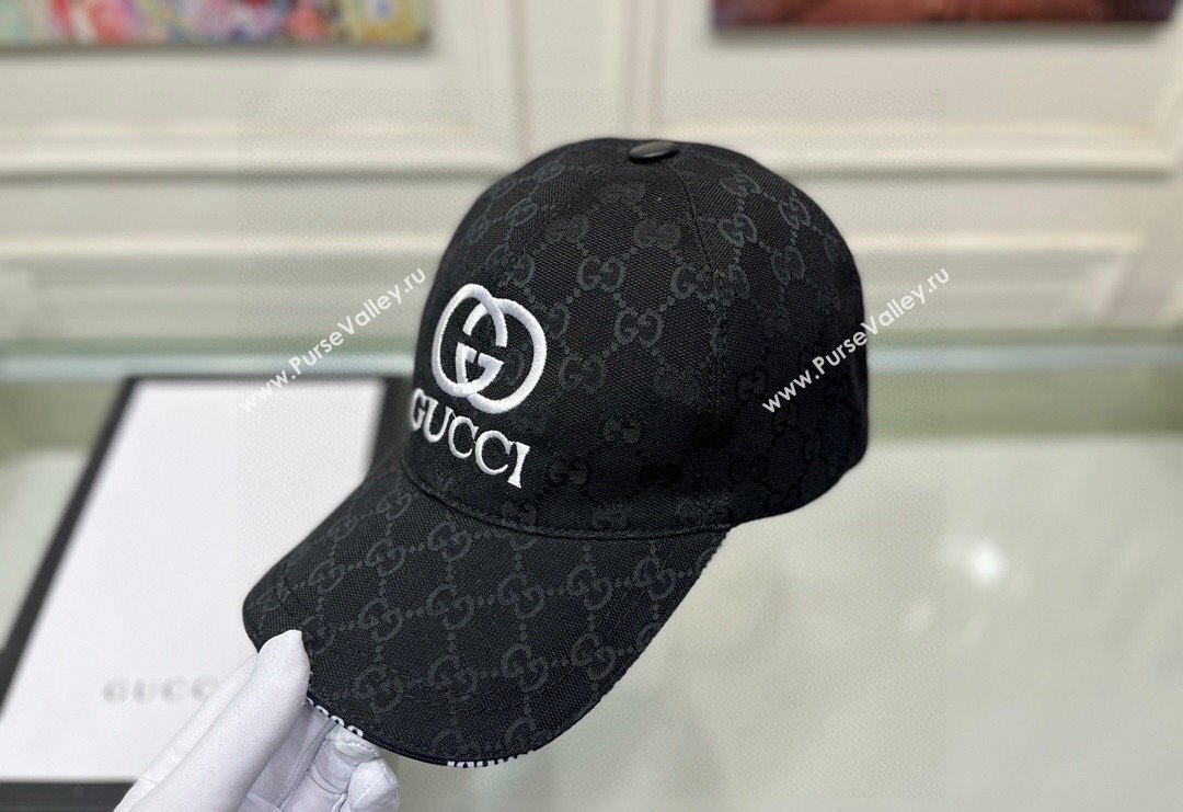 Gucci GG Canvas Baseball hat with Interlocking G Black 2024 0301 (XMN-240301109)