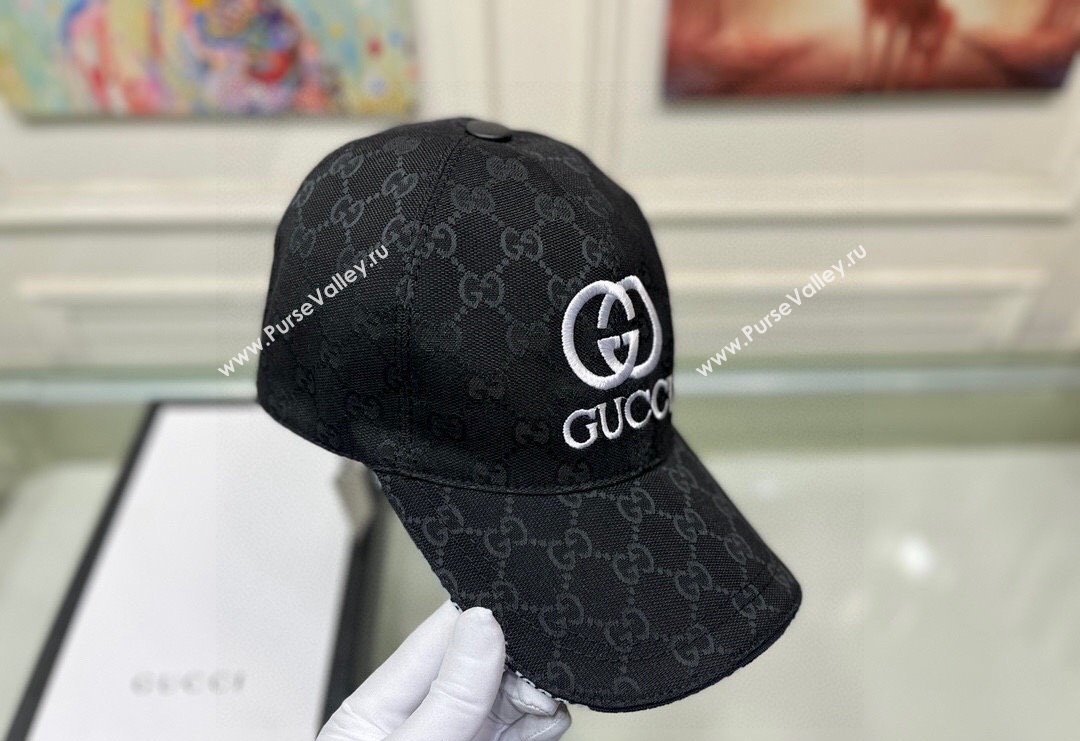 Gucci GG Canvas Baseball hat with Interlocking G Black 2024 0301 (XMN-240301109)