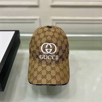 Gucci GG Canvas Baseball hat with Interlocking G Camel 2024 0301 (XMN-240301110)