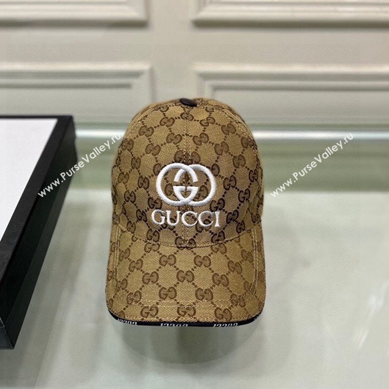 Gucci GG Canvas Baseball hat with Interlocking G Camel 2024 0301 (XMN-240301110)