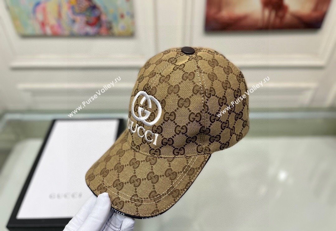 Gucci GG Canvas Baseball hat with Interlocking G Camel 2024 0301 (XMN-240301110)