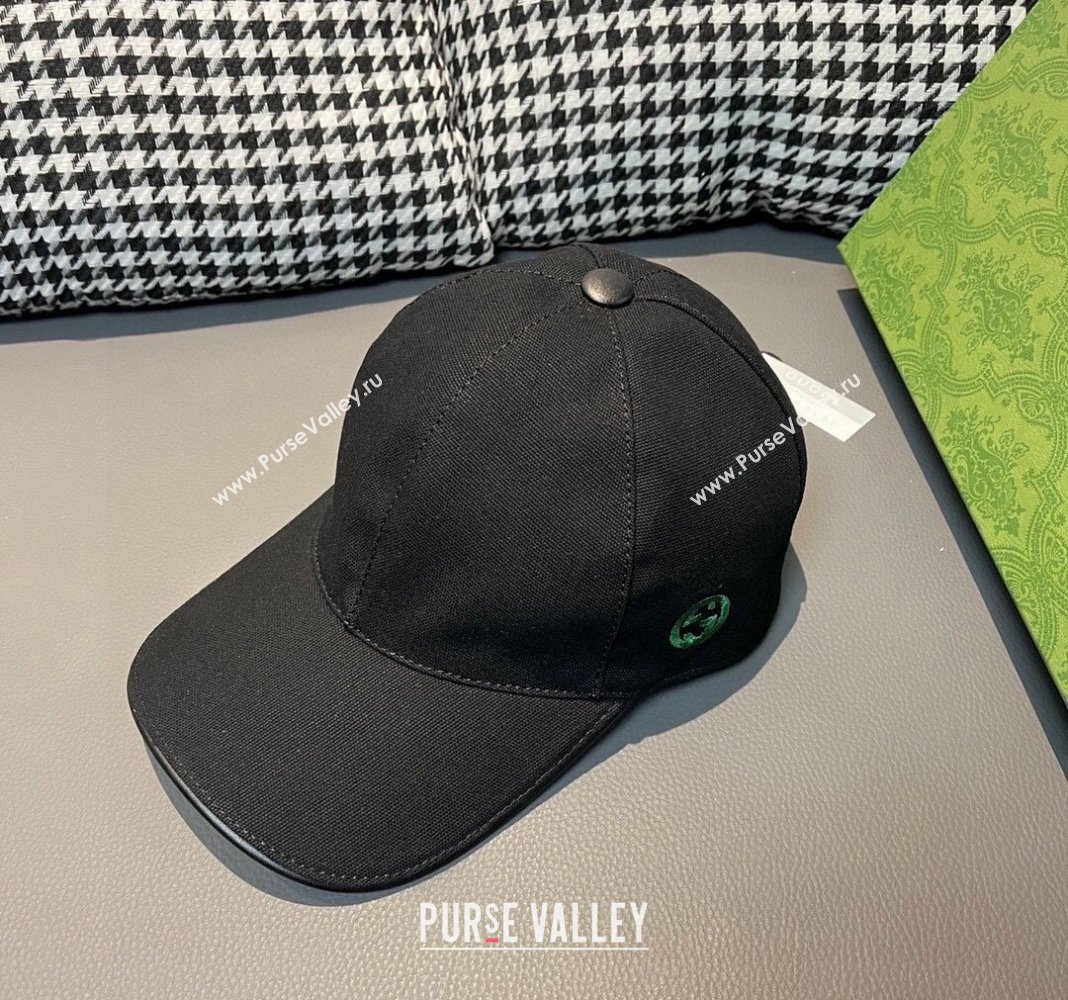 Gucci Canvas Baseball hat with Side Interlocking G Black 2024 0301 (XMN-240301112)