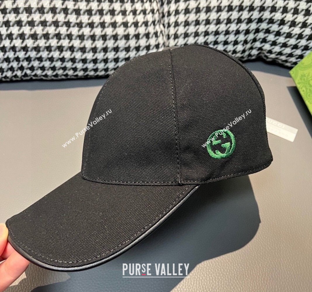 Gucci Canvas Baseball hat with Side Interlocking G Black 2024 0301 (XMN-240301112)