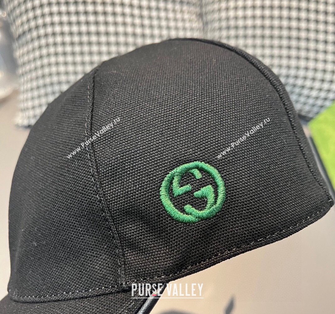 Gucci Canvas Baseball hat with Side Interlocking G Black 2024 0301 (XMN-240301112)