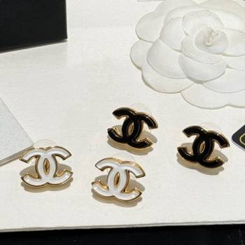 Chanel CC Stud Earrings White/Black 2024 0301 (YF-240301009)
