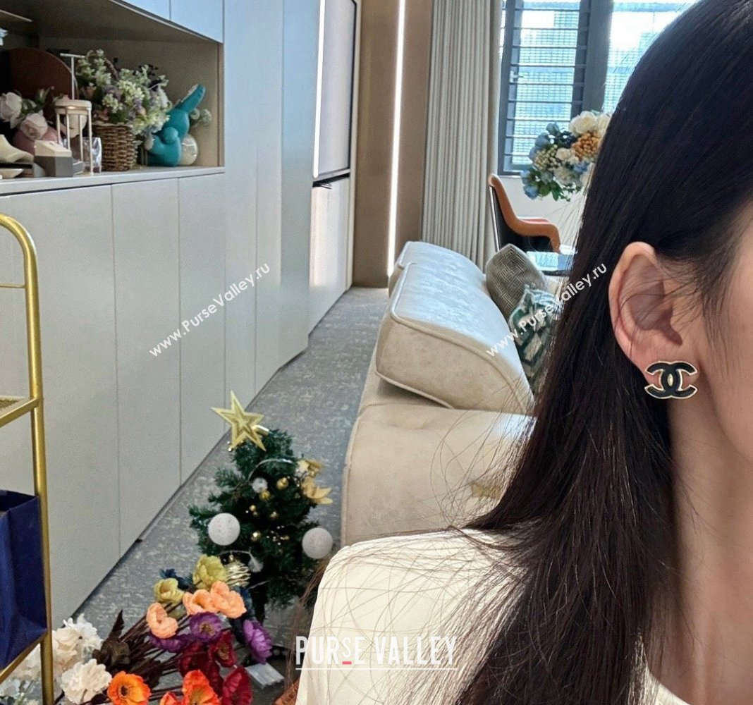 Chanel CC Stud Earrings White/Black 2024 0301 (YF-240301009)