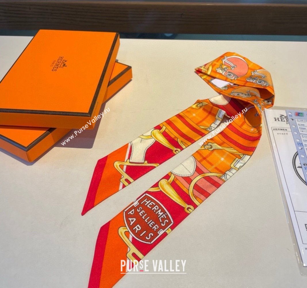 Hermes Silk Bandeau Scarf 5x86cm Orange 2024 0305 (XMN-240304047)