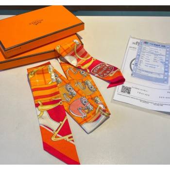 Hermes Silk Bandeau Scarf 5x86cm Orange 2024 0305 (XMN-240304047)