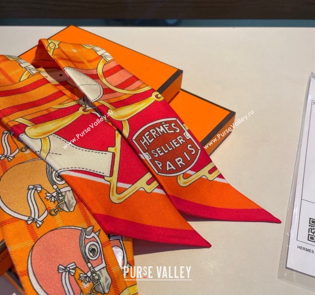 Hermes Silk Bandeau Scarf 5x86cm Orange 2024 0305 (XMN-240304047)