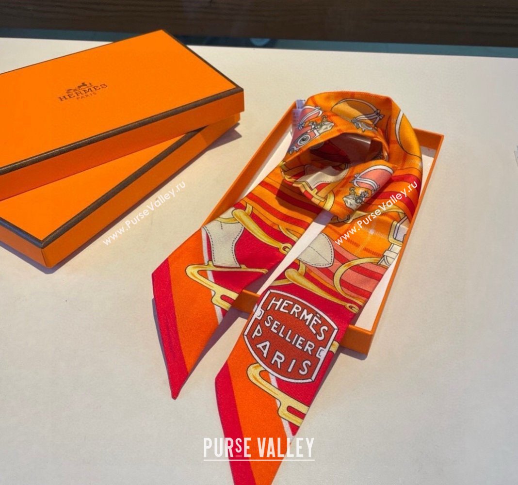 Hermes Silk Bandeau Scarf 5x86cm Orange 2024 0305 (XMN-240304047)