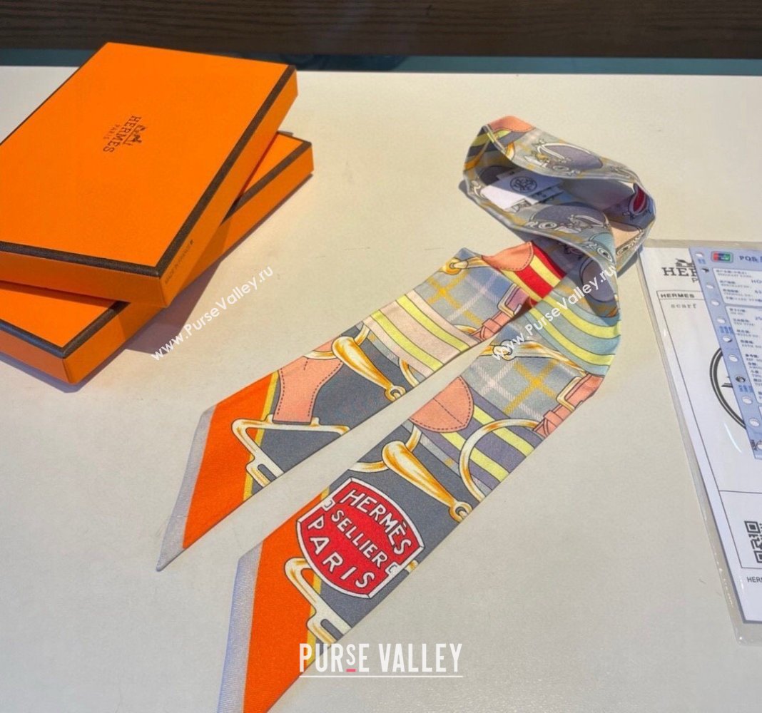 Hermes Silk Bandeau Scarf 5x86cm Grey 2024 0305 (XMN-240304048)