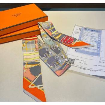 Hermes Silk Bandeau Scarf 5x86cm Grey 2024 0305 (XMN-240304048)