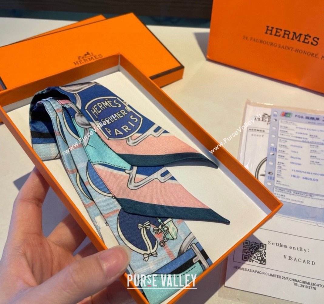Hermes Silk Bandeau Scarf 5x86cm Blue 2024 0305 (XMN-240304049)
