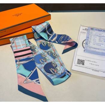 Hermes Silk Bandeau Scarf 5x86cm Blue 2024 0305 (XMN-240304049)