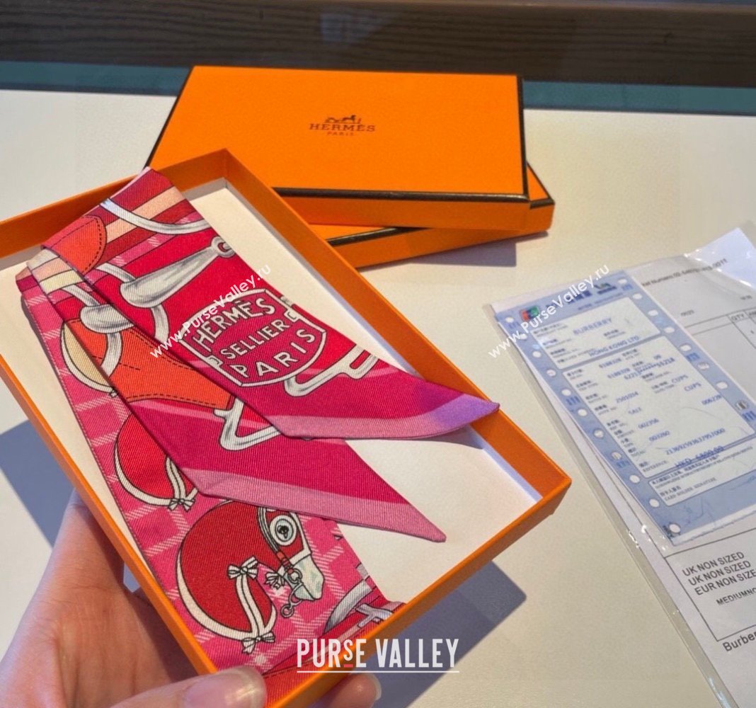 Hermes Silk Bandeau Scarf 5x86cm Pink 2024 0305 (XMN-240304050)