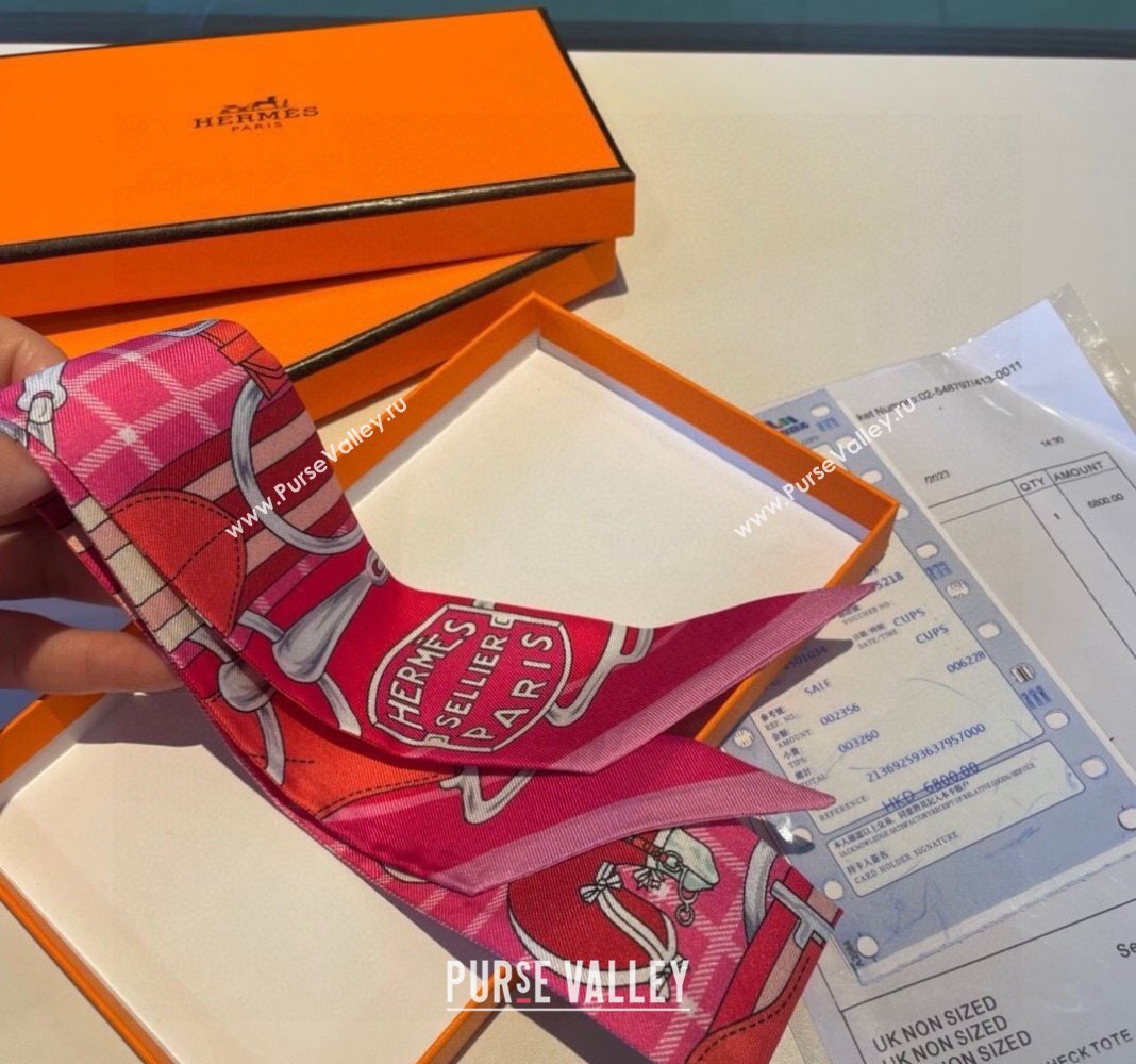 Hermes Silk Bandeau Scarf 5x86cm Pink 2024 0305 (XMN-240304050)