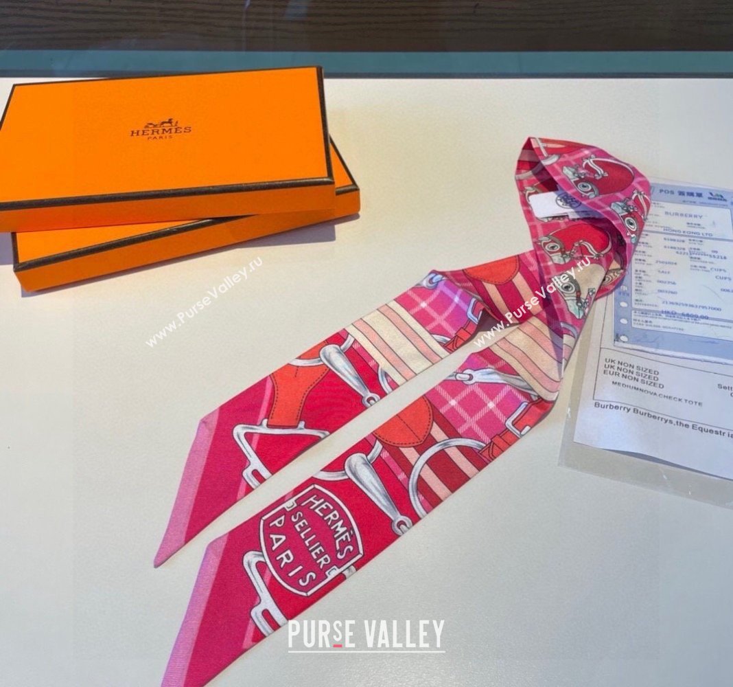 Hermes Silk Bandeau Scarf 5x86cm Pink 2024 0305 (XMN-240304050)