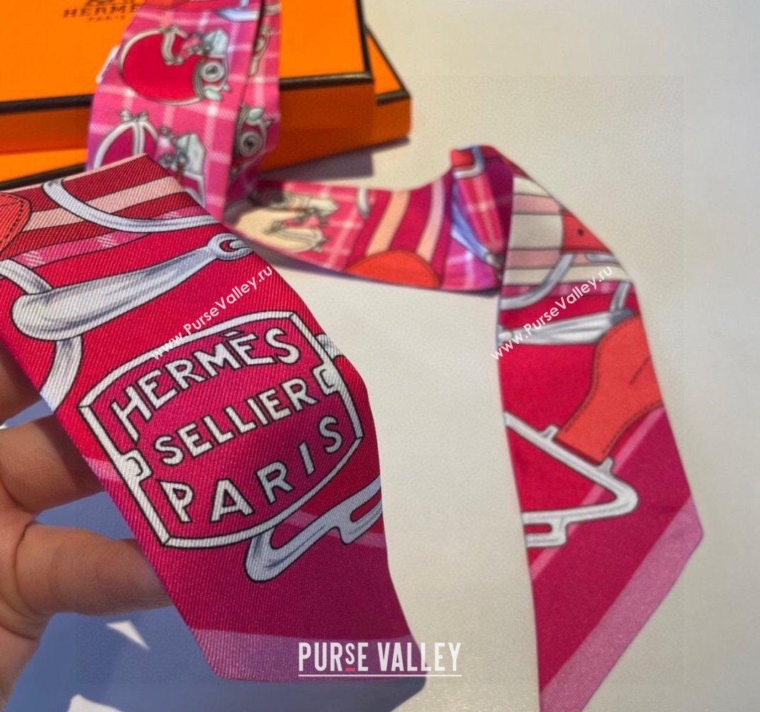 Hermes Silk Bandeau Scarf 5x86cm Pink 2024 0305 (XMN-240304050)