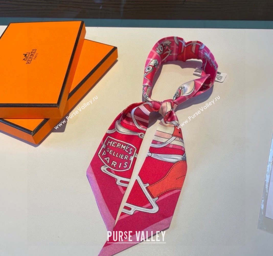 Hermes Silk Bandeau Scarf 5x86cm Pink 2024 0305 (XMN-240304050)