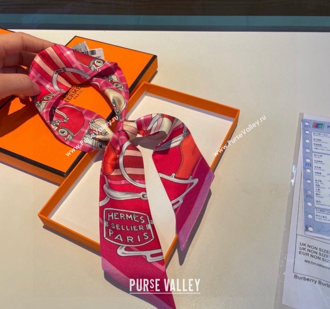 Hermes Silk Bandeau Scarf 5x86cm Pink 2024 0305 (XMN-240304050)