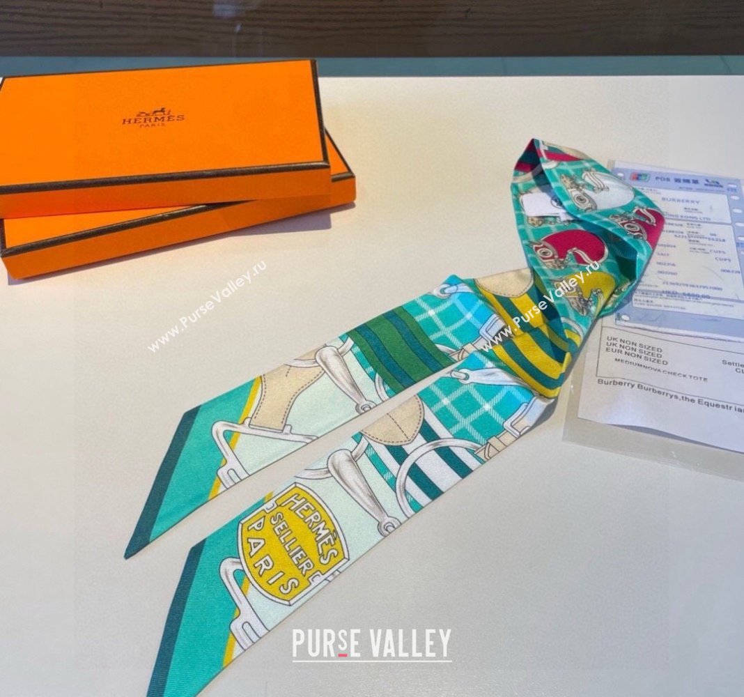 Hermes Silk Bandeau Scarf 5x86cm Green 2024 0305 (XMN-240304051)