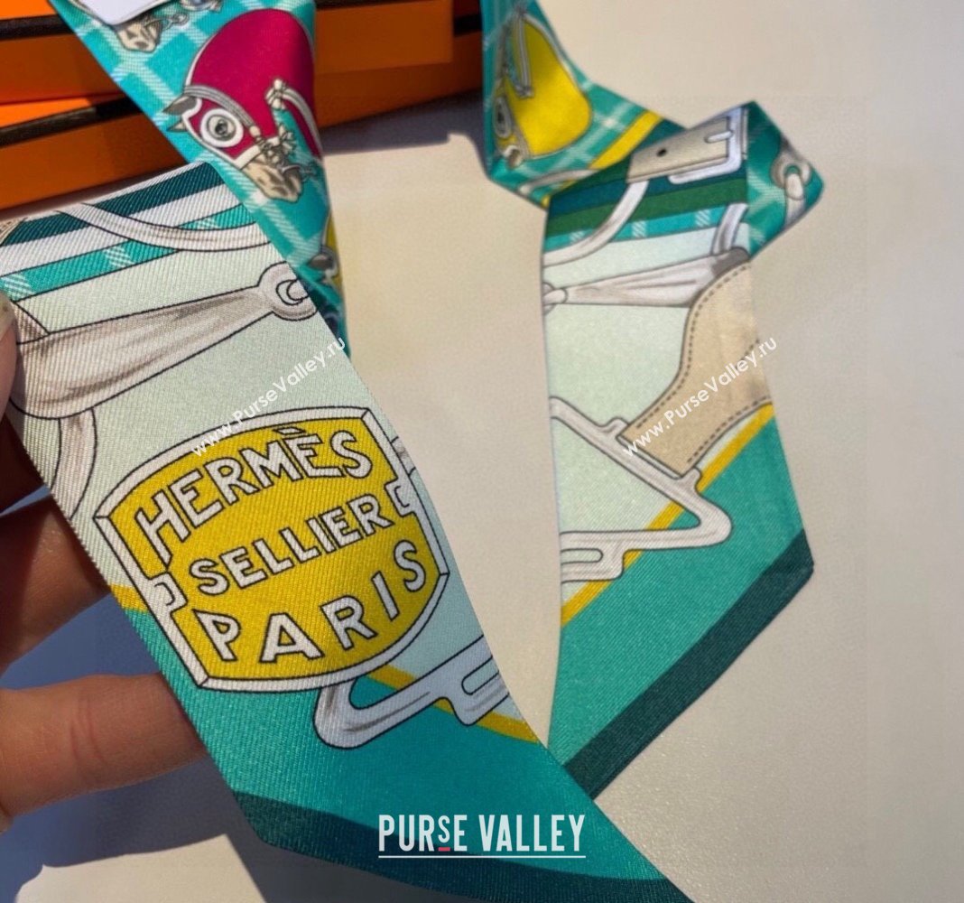 Hermes Silk Bandeau Scarf 5x86cm Green 2024 0305 (XMN-240304051)