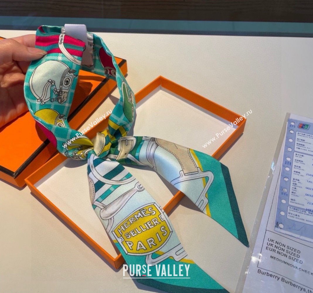 Hermes Silk Bandeau Scarf 5x86cm Green 2024 0305 (XMN-240304051)