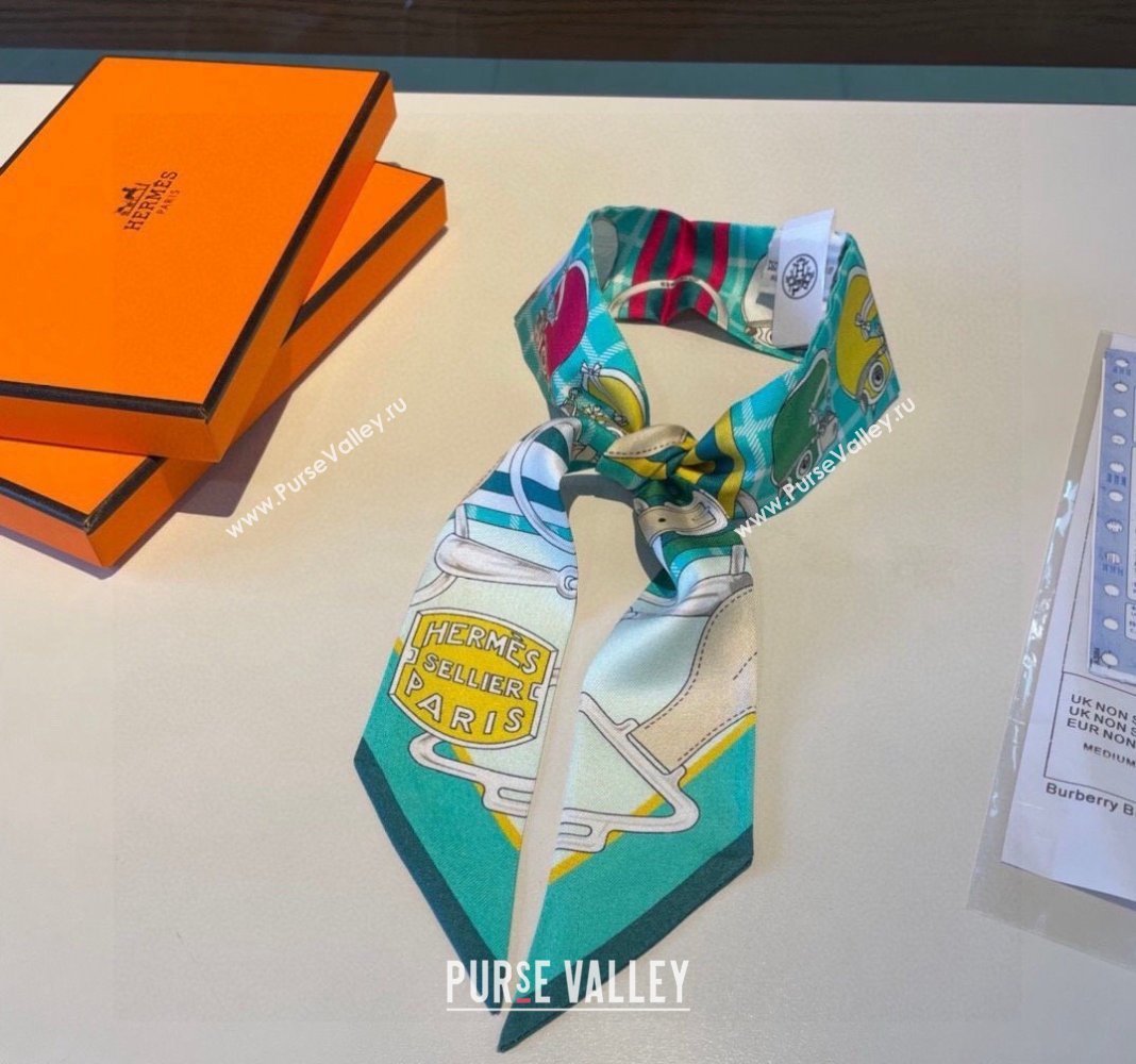 Hermes Silk Bandeau Scarf 5x86cm Green 2024 0305 (XMN-240304051)