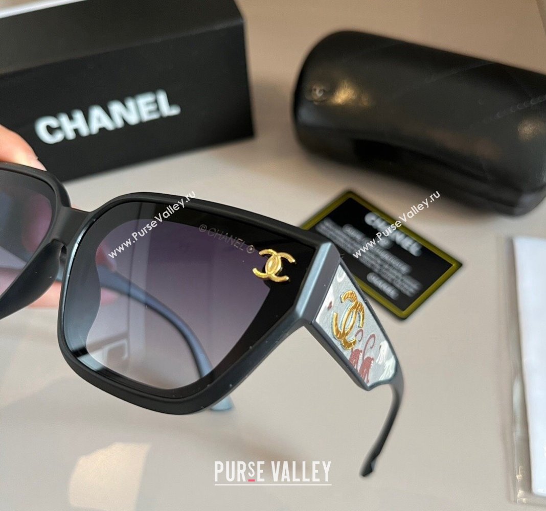 Chanel Sunglasses with Colored Print Black 2024 0305 (XMN-240305023)