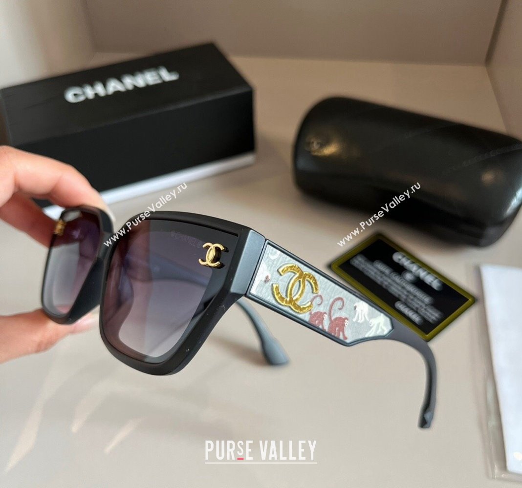 Chanel Sunglasses with Colored Print Black 2024 0305 (XMN-240305023)