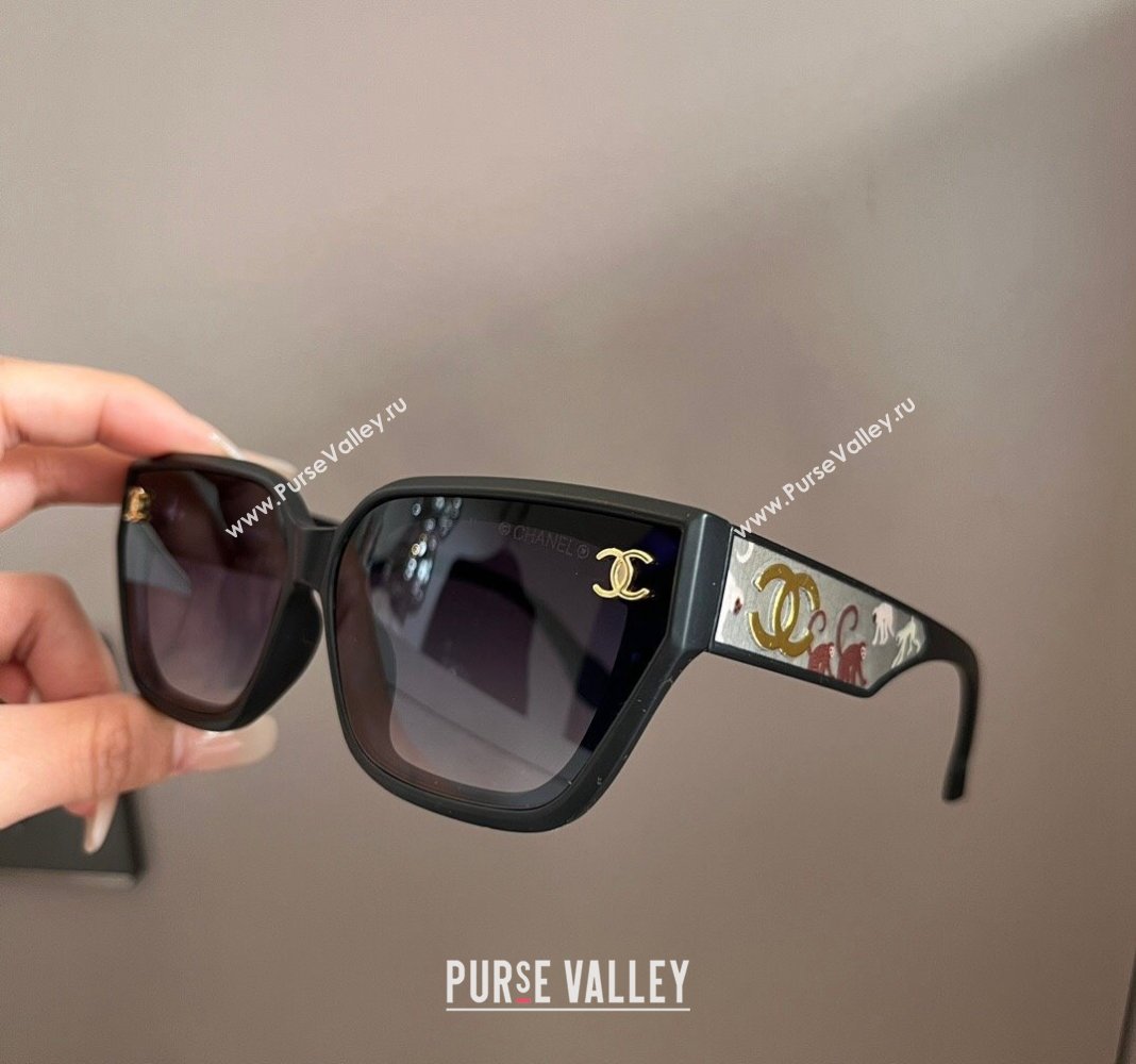 Chanel Sunglasses with Colored Print Black 2024 0305 (XMN-240305023)